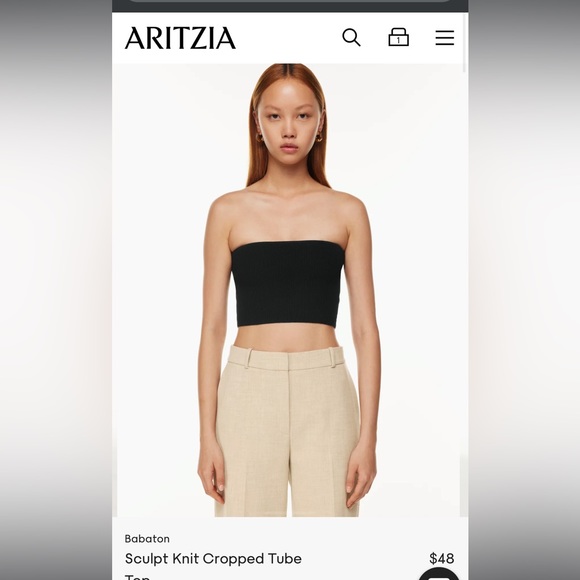 Aritzia sculpt nit cropped tube top - Picture 2 of 3